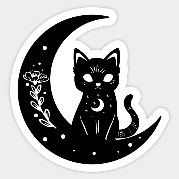 Cat Moon Sticker by LaainStudios